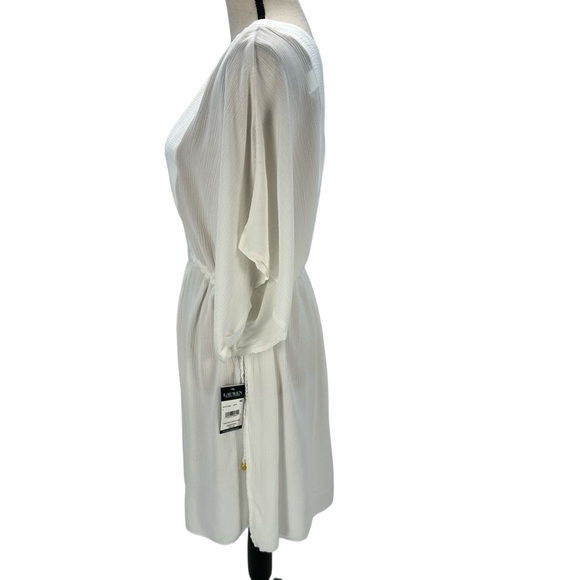 Lauren Ralph Lauren Short Sleeve V-Neck Front & Back Tunic Coverup - White - Lrg - Picture 4 of 10
